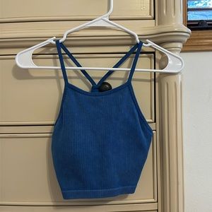 Joy Lab Blue built in bra ribbed crop top. Size Medium. Never worn.